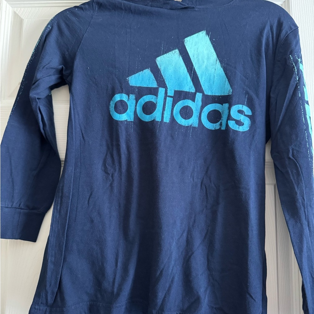 Adidas Kids Long Sleeve Shirt in Navy and Light Blue